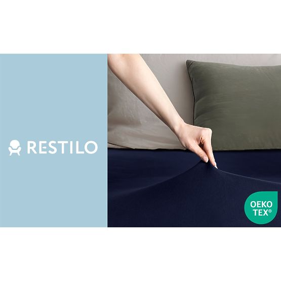 Drap-housse AMBER couleur bleu marine style classique matière jersey 80-90x200 DecoKing