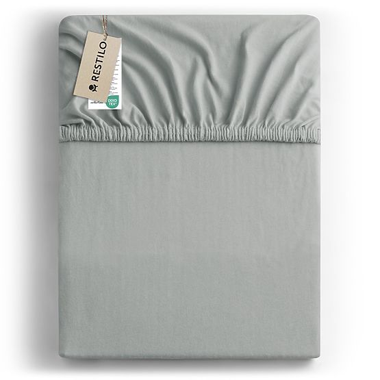 Drap-housse AMBER couleur gris style classique matière jersey 200-220x200 DecoKing