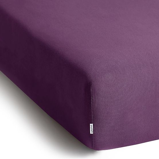 Drap-housse AMBER couleur violet style classique matière jersey 80-90x200 DecoKing