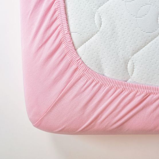 Drap housse en coton 190x90 cm - rose