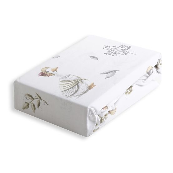 Drap-housse en coton avec élastique - Petites oies (120x60 cm)