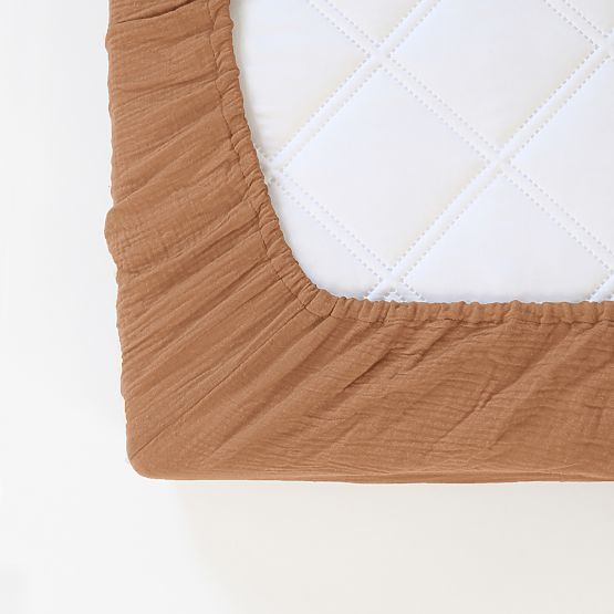 Drap-housse en mousseline Ourbaby 180x80 cm - toffee