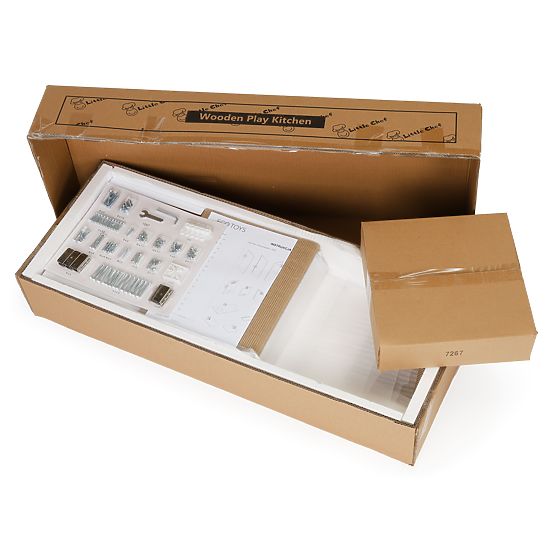 Grande cuisine en bois pour enfants blanc-or ECOTOYS