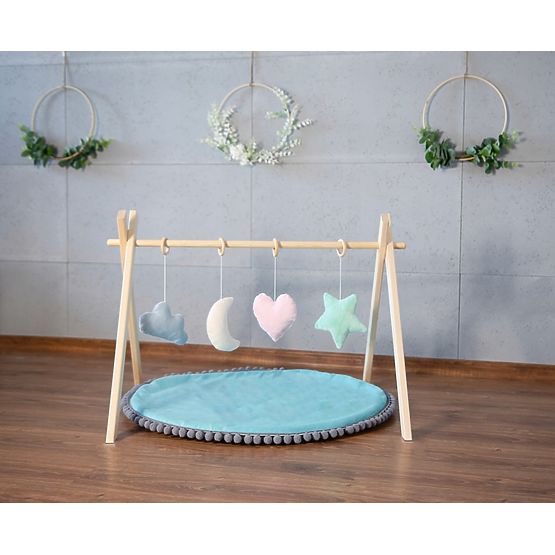 Bar en bois Skandi + manette de jeu - bleu océan