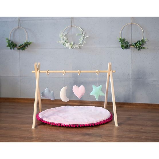 Bar en bois Skandi + manette de jeu - rose poudré