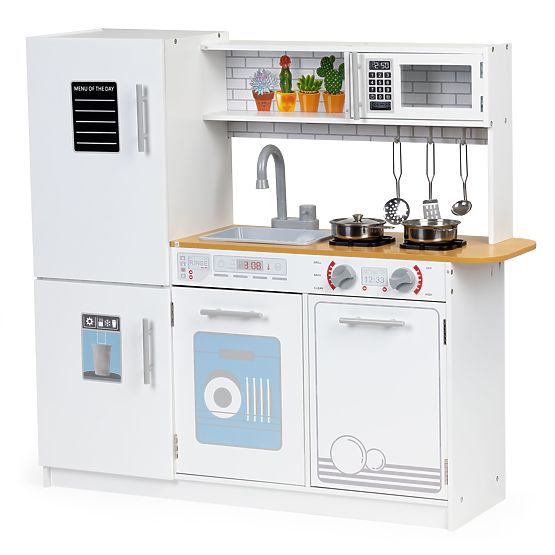 Cuisine en bois pour enfants avec lumière LED + casseroles ECOTOYS