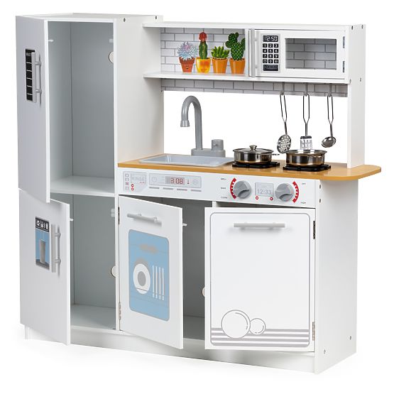 Cuisine en bois pour enfants avec lumière LED + casseroles ECOTOYS