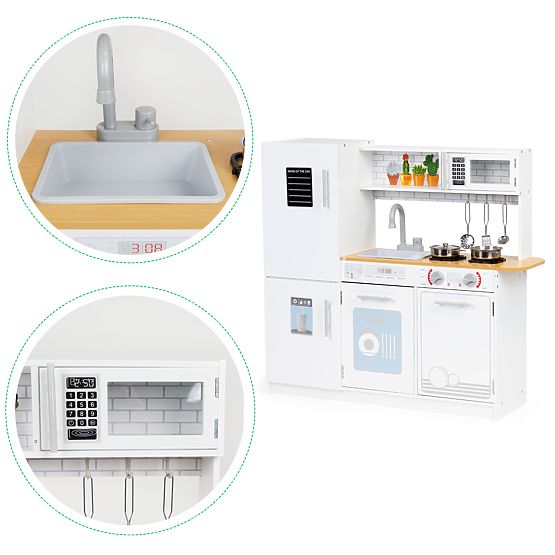 Cuisine en bois pour enfants avec lumière LED + casseroles ECOTOYS