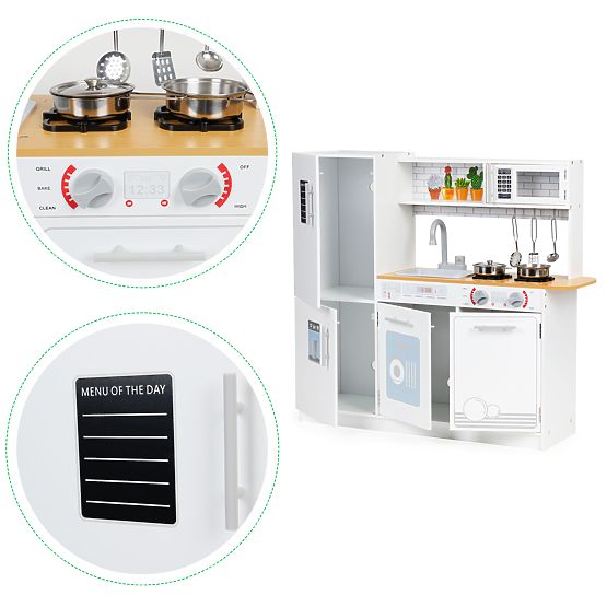 Cuisine en bois pour enfants avec lumière LED + casseroles ECOTOYS