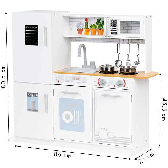 Cuisine en bois pour enfants avec lumière LED + casseroles ECOTOYS