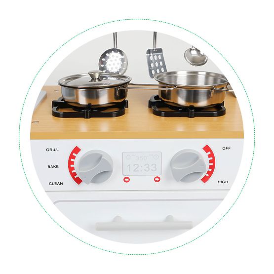 Cuisine en bois pour enfants avec lumière LED + casseroles ECOTOYS