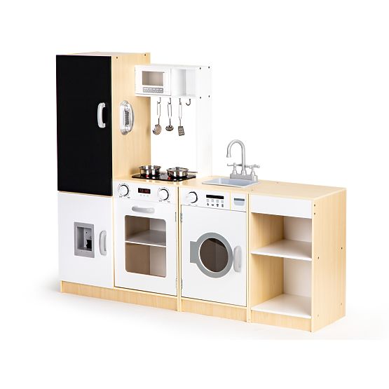 Cuisine en bois pour enfants segments indépendants XXL tableau + LED ECOTOYS