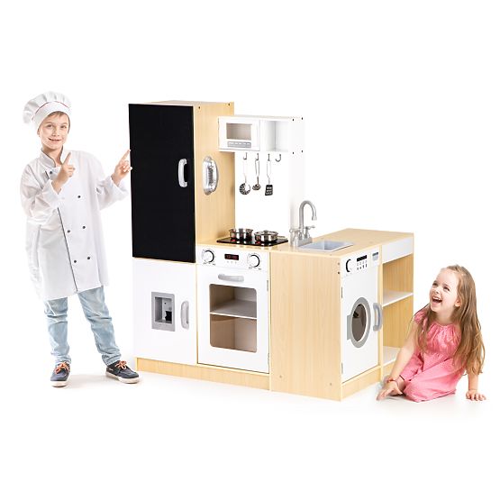 Cuisine en bois pour enfants segments indépendants XXL tableau + LED ECOTOYS