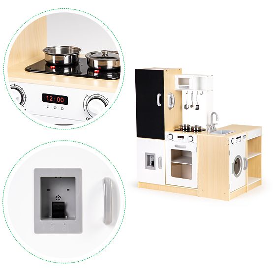 Cuisine en bois pour enfants segments indépendants XXL tableau + LED ECOTOYS
