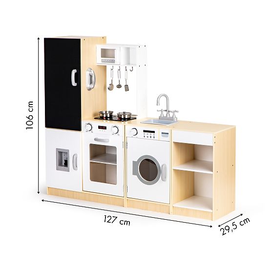 Cuisine en bois pour enfants segments indépendants XXL tableau + LED ECOTOYS