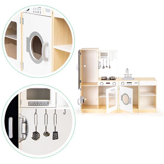 Cuisine en bois pour enfants segments indépendants XXL tableau + LED ECOTOYS