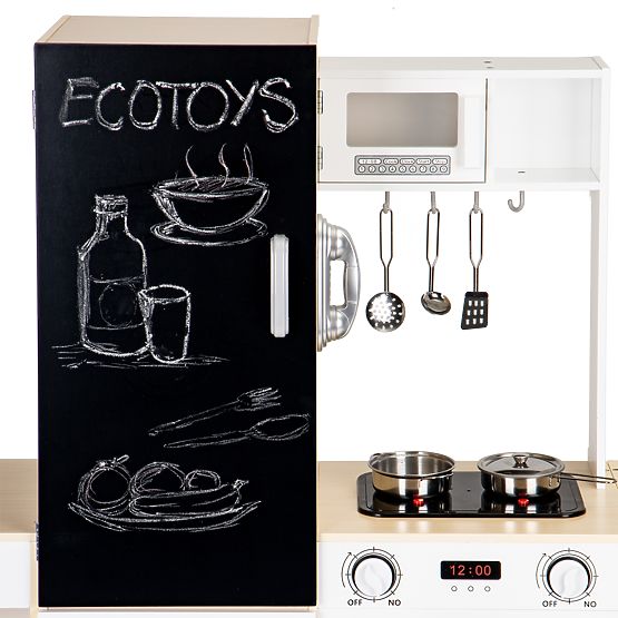 Cuisine en bois pour enfants segments indépendants XXL tableau + LED ECOTOYS