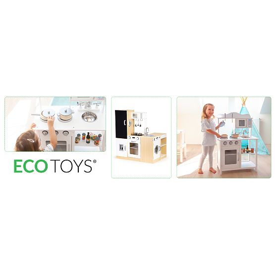 Cuisine en bois pour enfants segments indépendants XXL tableau + LED ECOTOYS