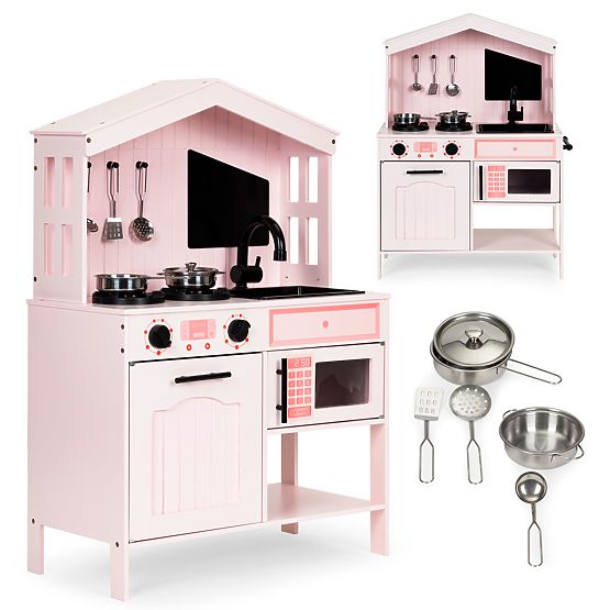 Cuisine en bois pour enfants four brûleurs micro-ondes accessoires ECOTOYS