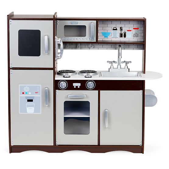 Grande cuisine en bois pour enfants avec placards et réfrigérateur ECOTOYS