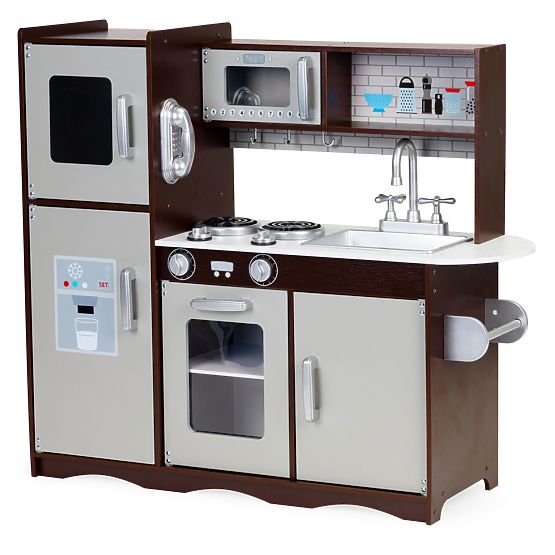 Grande cuisine en bois pour enfants avec placards et réfrigérateur ECOTOYS