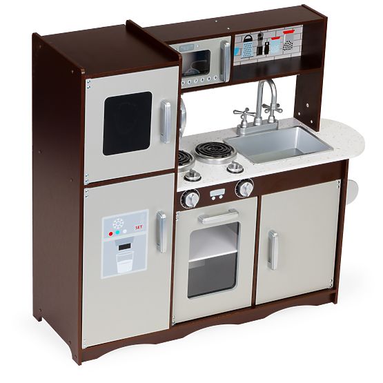 Grande cuisine en bois pour enfants avec placards et réfrigérateur ECOTOYS