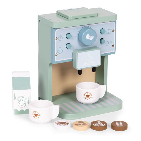 Machine à café en bois pour enfants, ensemble barista 8 pièces ECOTOYS