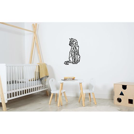 Tableau géométrique en bois - Chat - différentes couleurs Couleur: noire