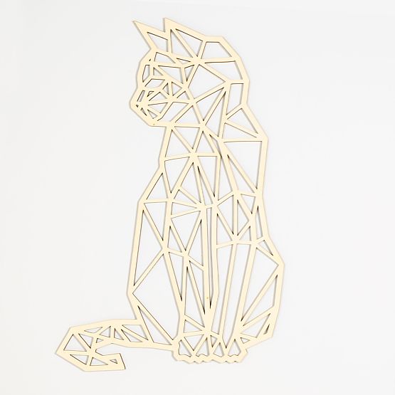 Tableau géométrique en bois - Chat - différentes couleurs Couleur: naturel