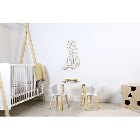 Tableau géométrique en bois - Chat - différentes couleurs Couleur: naturel