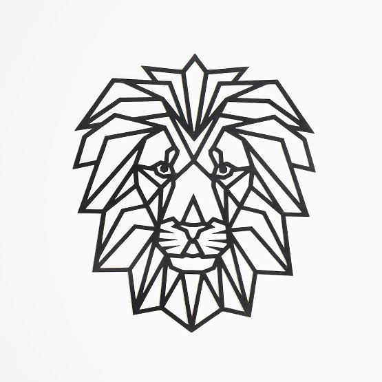 Tableau géométrique en bois - Lion - différentes couleurs Couleur: noire