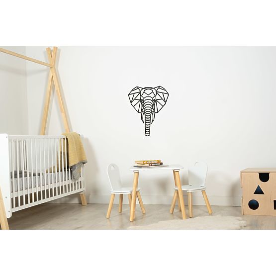 Tableau géométrique en bois - Éléphant - différentes couleurs Couleur: noire