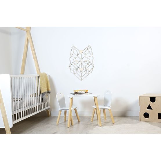 Tableau géométrique en bois - Loup - différentes couleurs Couleur: naturel