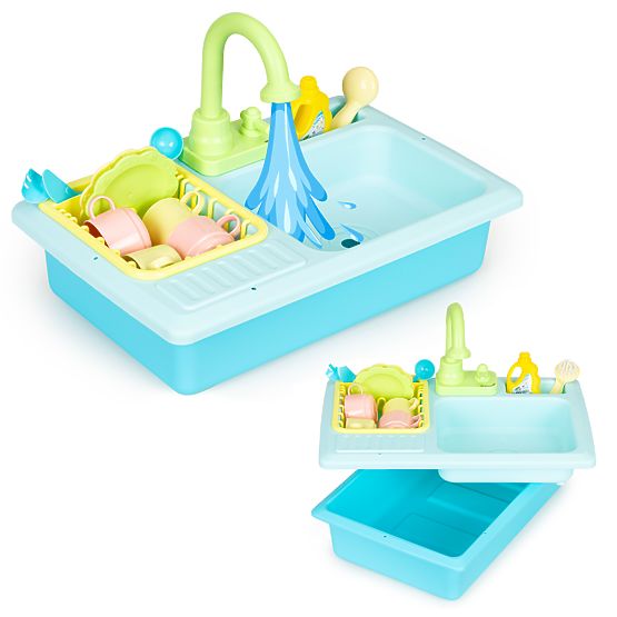 Évier avec robinet rempli d'eau 12 accessoires jouet pour enfants