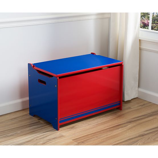 En bois coffre au trésor pour jouets bleu - rouge