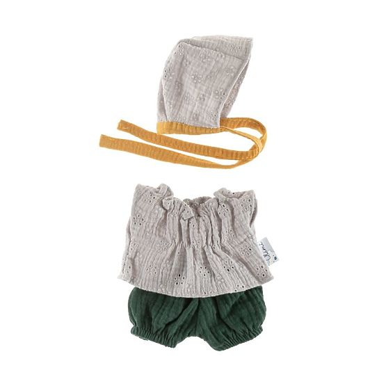 Ensemble avec bonnet pour poupées 21cm dentelle grise