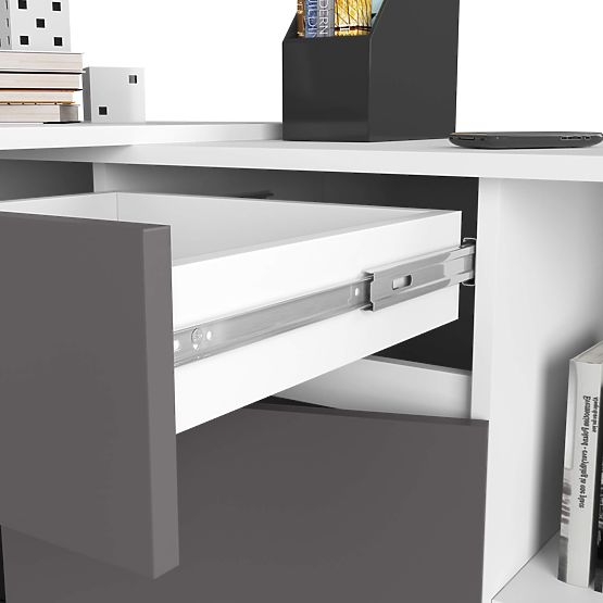 ENSEMBLE CLP B-17 COMMODE + BUREAU PK BLANC / GRIS