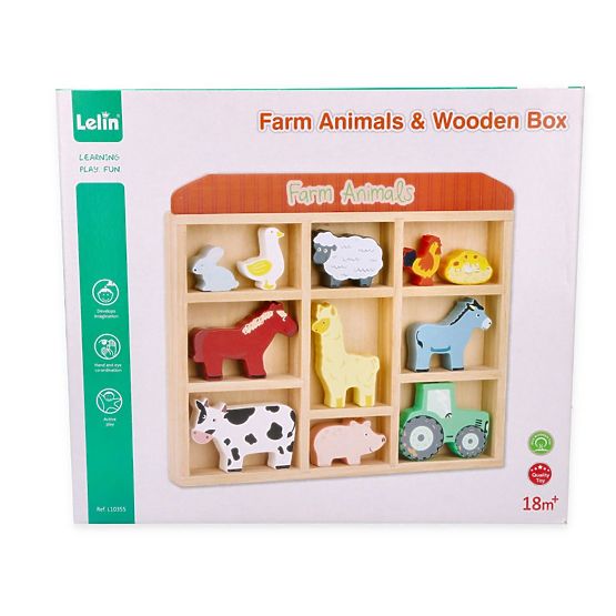 Ensemble d'animaux de la ferme en caisse