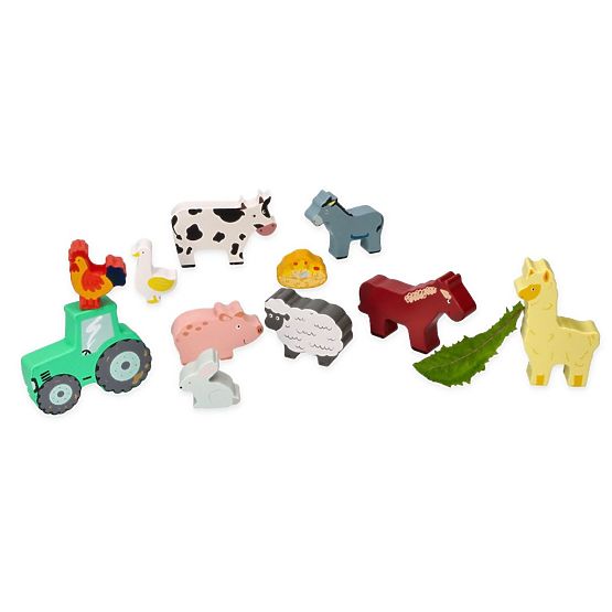 Ensemble d'animaux de la ferme en caisse