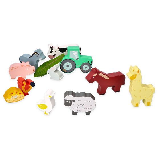 Ensemble d'animaux de la ferme en caisse