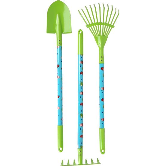 Ensemble d'outils de jardin avec roues