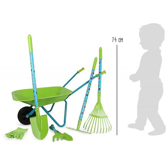 Ensemble d'outils de jardin avec roues
