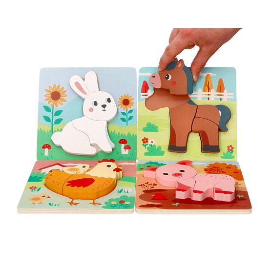 Ensemble de 4 puzzles en bois Ferme