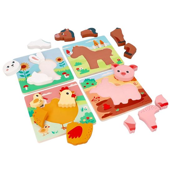 Ensemble de 4 puzzles en bois Ferme
