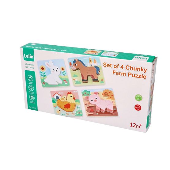 Ensemble de 4 puzzles en bois Ferme