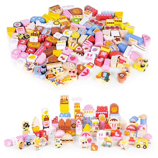 Ensemble de blocs éducatifs en bois - Ville de sucre 116 pcs ECOTOYS