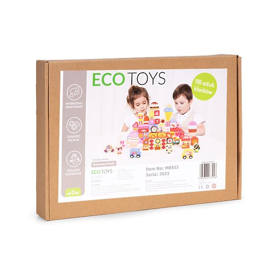 Ensemble de blocs éducatifs en bois - Ville de sucre 116 pcs ECOTOYS