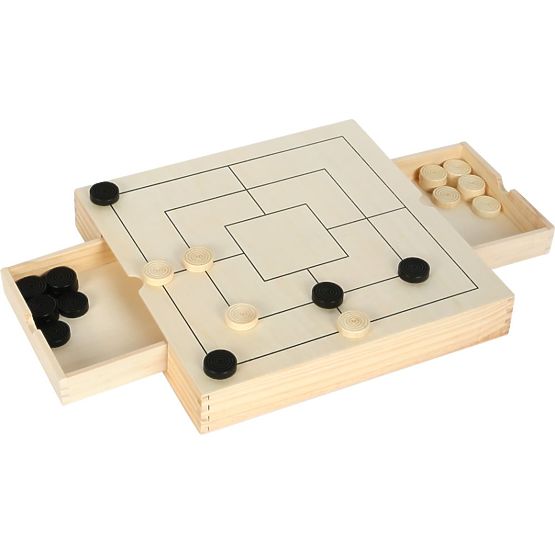 Ensemble de jeux en bois 3 en 1 - Échecs, Dames, Moulin