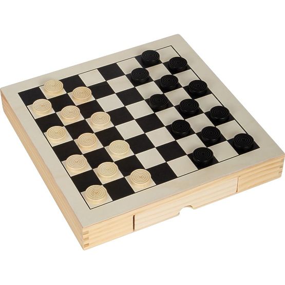 Ensemble de jeux en bois 3 en 1 - Échecs, Dames, Moulin