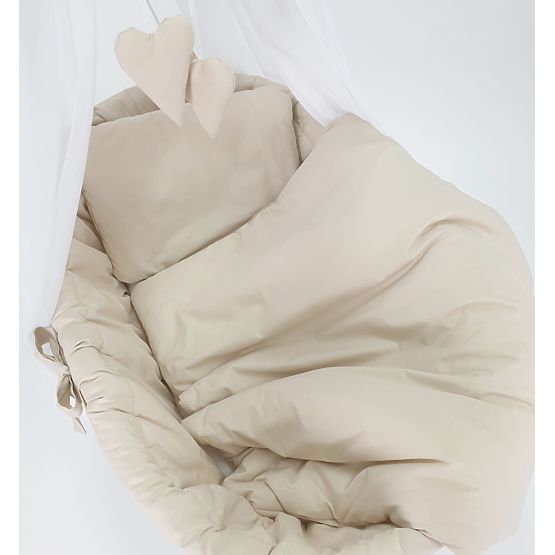 Ensemble de literie en coton pour berceau en osier - beige